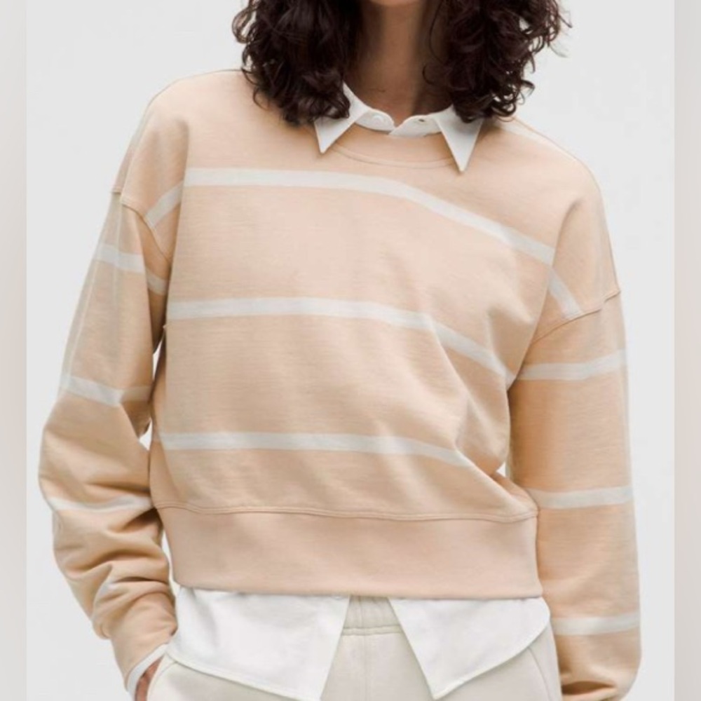 NWT💎Lululemon Perfectly Oversized Cropped Crew Stripe
Boundless Sweatshirt Sz 8